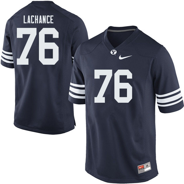 Men #76 Harris LaChance BYU Cougars College Football Jerseys Sale-Navy - Click Image to Close
